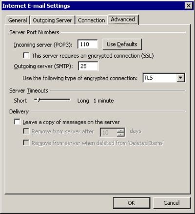 Outlook 2007 - Internet E-mail Settings - Advanced