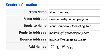 Joomla AcyMailing - Sender Information