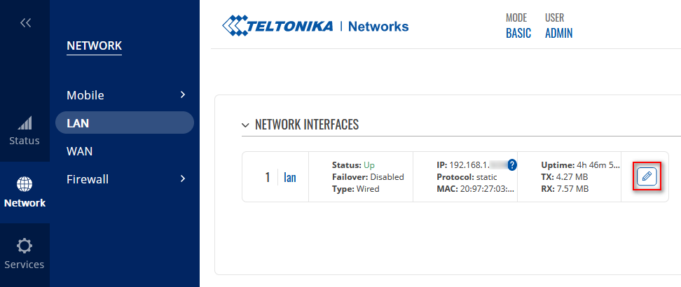 Network interfaces - LAN